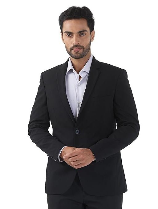 Raymond Men Slim Fit Solid Pattern Poly Viscose Blend Notch Lapel Full Sleeve Formal Jacket