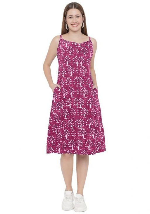 Indietoga Women's Hand Block Printed Sustainable Pure Cotton Dress (Small to Plus Sizes 7XL)