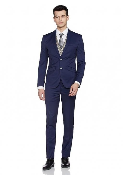 Park Avenue Wool Blend Men's Full Sleeve Super Slim FIT Dark Violet Formal Suit