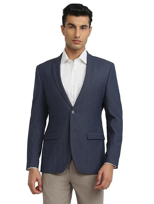 Park Avenue Men Super Slim Fit Solid Pattern Polyester Blend Notch Lapel Full Sleeve Formal Jacket