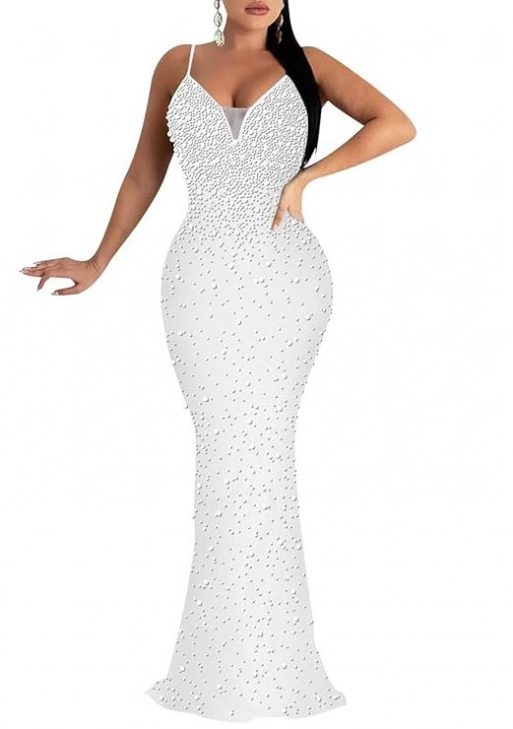 MAYFASEY Women's Sheer Mesh Dress Birthday Bodycon Rhinestone Dress See Through Glitter Elegant Mini Dress Party Night Dress, E-white, L