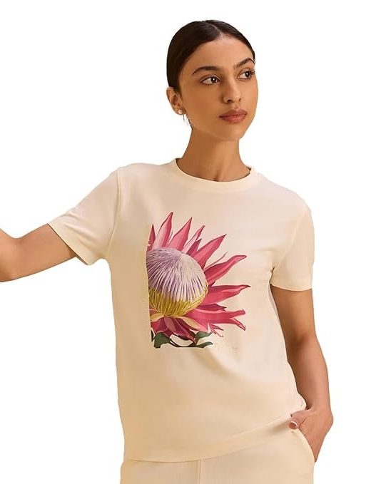 Alonge Women's Regular Fit Protea Graphic Tee