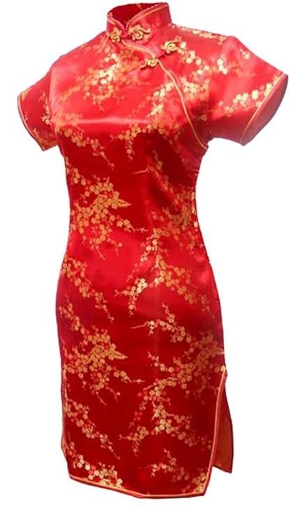 7Fairy Women's Sexy Red Floral Mini Chinese Evening Dress Cheongsam