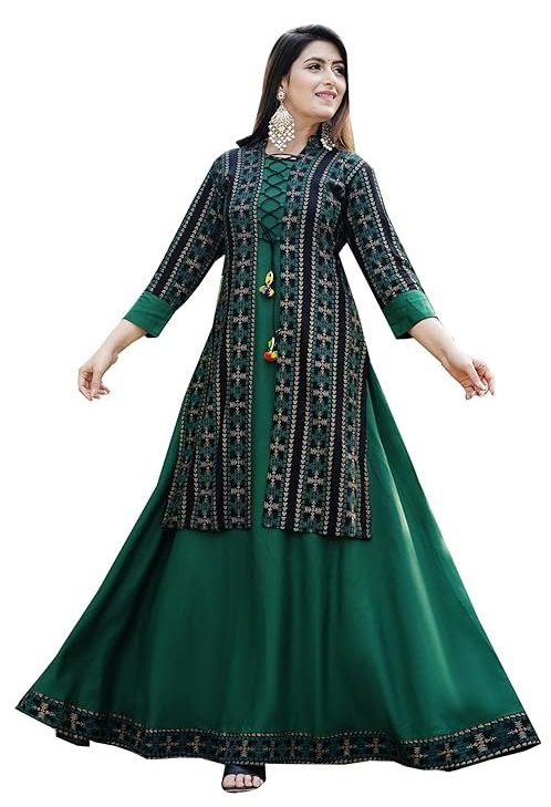 DSS FASHION Women Printed Cotton Rayon Blend Anarkali Kurta