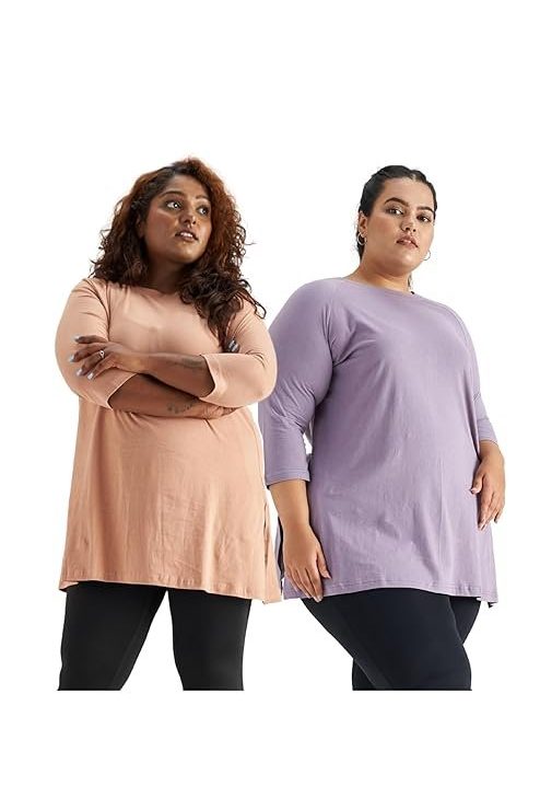 Spirit Animal Active Tshirt for Women Gym, Pack of 2| Gym Tshirt for Women Full Sleeves| Raglan Sleeves with Thumbholes| Relaxed Fit| Plus Size Active Wear Tshirt| Sweat Wicking | Yoga Tshirt Set