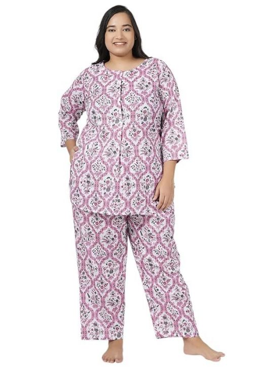 Lastinch Women's Fresh Floral Print Night Suit of Top & Pyjama Set | Relaxed Fit | Cotton Fabric | Women Pajama Set