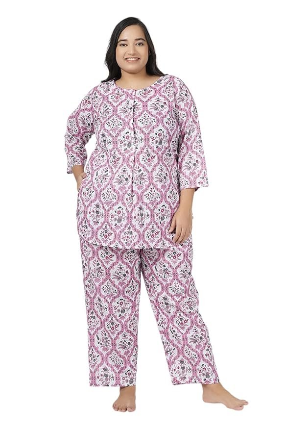 Lastinch Women's Fresh Floral Print Night Suit of Top & Pyjama Set | Relaxed Fit | Cotton Fabric | Women Pajama Set