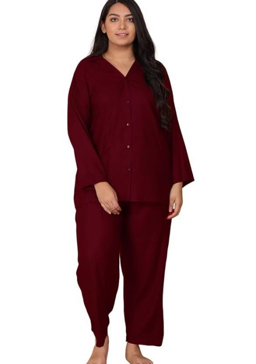 Lastinch Women Maroon Sweet Dreams Night Suit Set