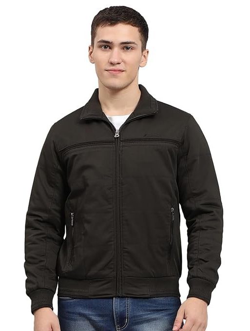 Monte Carlo Mens Solid Collared Neck Full Sleeve Jacket