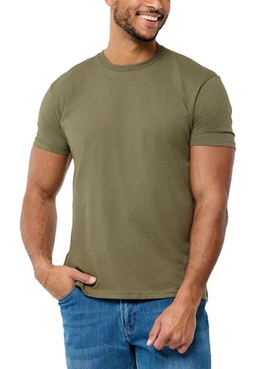 INTO THE AM Men's Fitted Crew Neck Essential Tees - Premium Modern Fit Short Sleeve Plain T-Shirts for Men