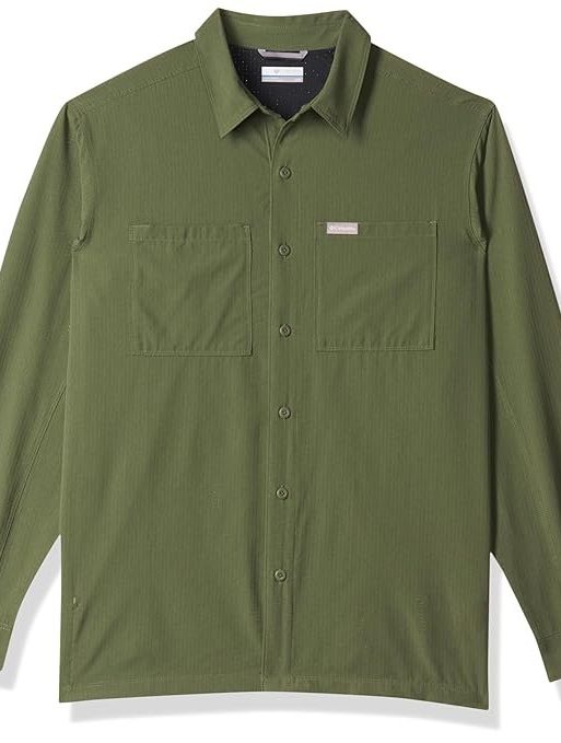 Columbia Men Green Omni Wick Black Mesa Lw Long Sleeve Hiking | Trekking | Camping | Safari Shirt