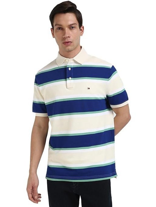 Tommy Hilfiger Men's Cotton Striped Regular Fit T-Shirt