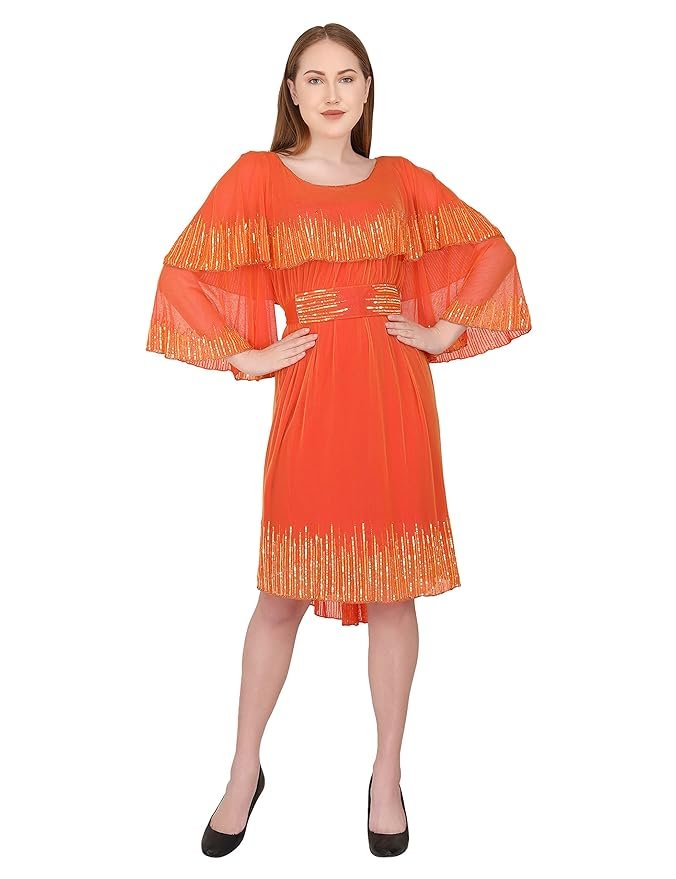 A C C Women Western Party Sequin Beaded Short Dress