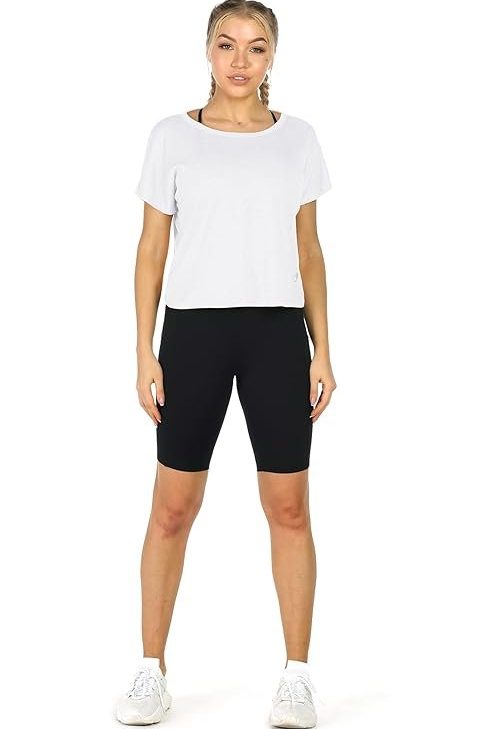 icyzone Women's Sports T-Shirt Backless Short Sleeve Shirt Loose Casual Tops Yoga Top